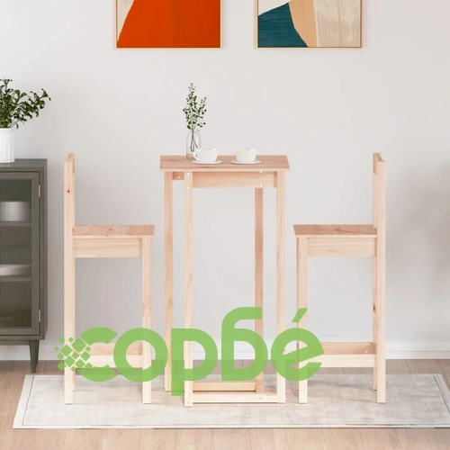 Бар комплект от 3 части, масивна борова дървесина ➤ топ цена ➤ sorbe.bg