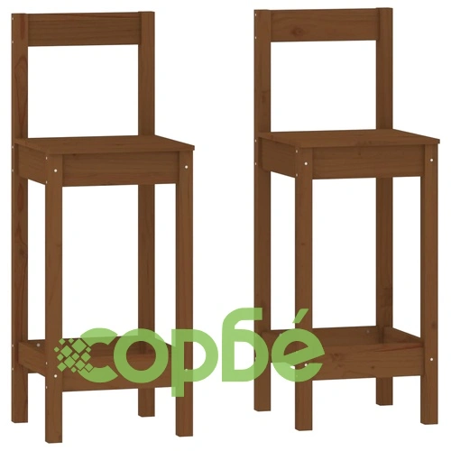 Бар комплект от 3 части, меденокафяв, масивна борова дървесина ➤ топ цена ➤ sorbe.bg