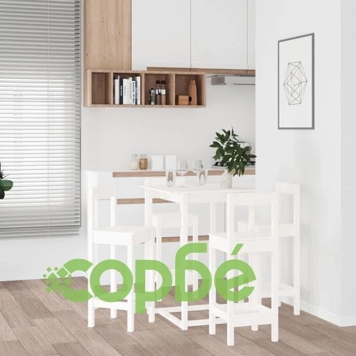 Бар комплект от 5 части, бял, масивна борова дървесина ➤ топ цена ➤ sorbe.bg