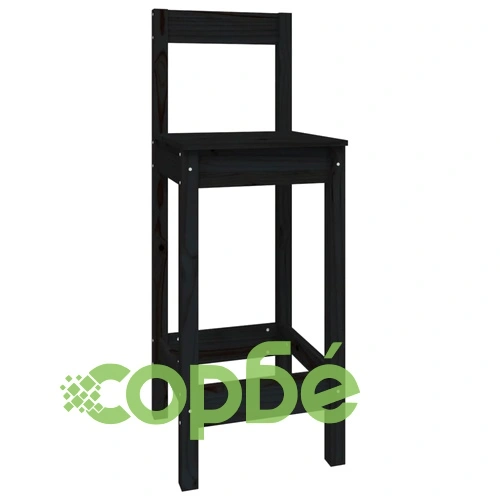 Бар комплект от 5 части, черен, масивна борова дървесина ➤ топ цена ➤ sorbe.bg