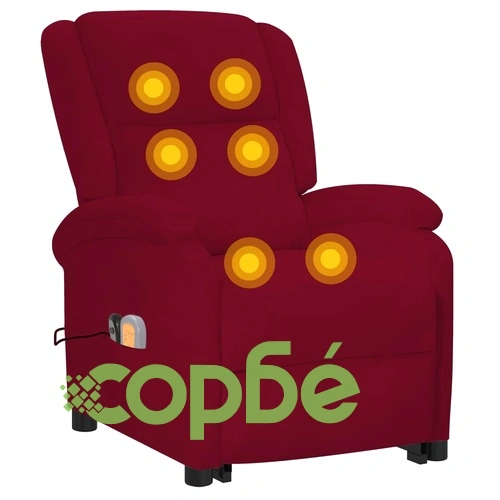 Изправящ масажен стол, виненочервен, кадифе ➤ топ цена ➤ sorbe.bg