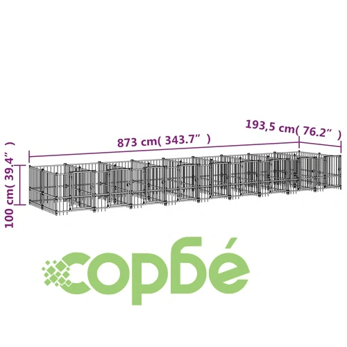 Дворна клетка за кучета, стомана, 16,89 м² ➤ топ цена ➤ sorbe.bg