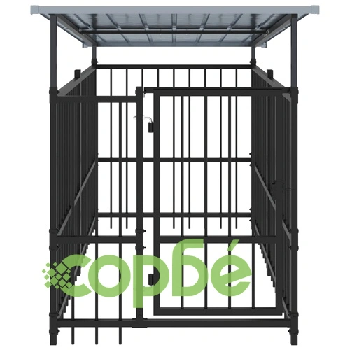 Дворна клетка за кучета с покрив, стомана, 1,88 м² ➤ топ цена ➤ sorbe.bg