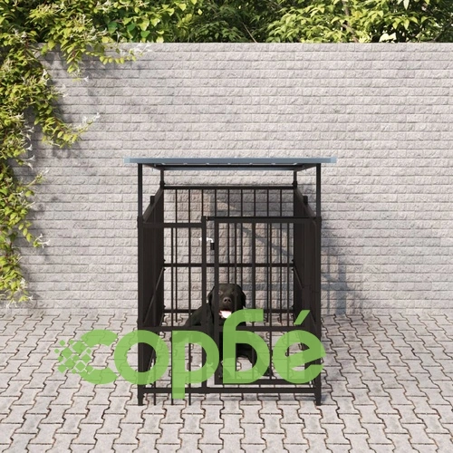 Дворна клетка за кучета с покрив, стомана, 1,88 м² ➤ топ цена ➤ sorbe.bg