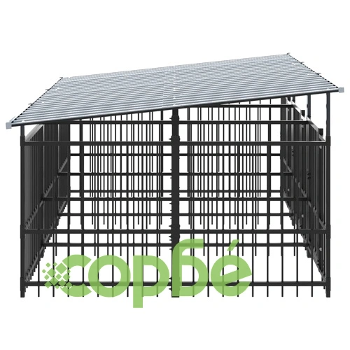Дворна клетка за кучета с покрив, стомана, 5,63 м² ➤ топ цена ➤ sorbe.bg