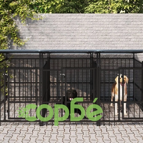Дворна клетка за кучета с покрив, стомана, 5,63 м² ➤ топ цена ➤ sorbe.bg