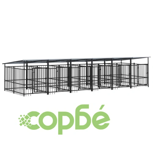 Дворна клетка за кучета с покрив, стомана, 11,26 м² ➤ топ цена ➤ sorbe.bg