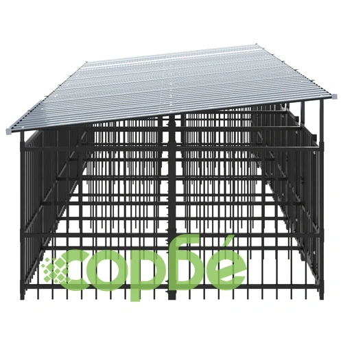 Дворна клетка за кучета с покрив, стомана, 11,26 м² ➤ топ цена ➤ sorbe.bg
