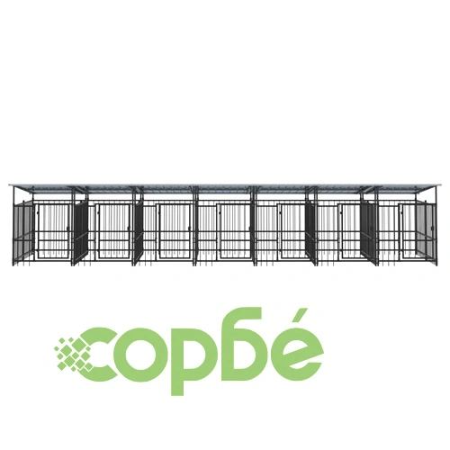 Дворна клетка за кучета с покрив, стомана, 13,14 м² ➤ топ цена ➤ sorbe.bg