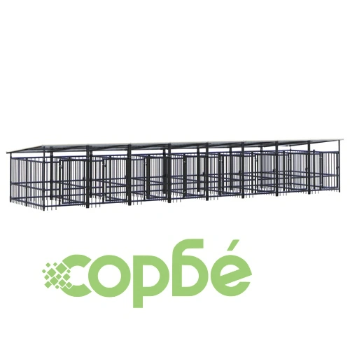Дворна клетка за кучета с покрив, стомана, 15,02 м² ➤ топ цена ➤ sorbe.bg