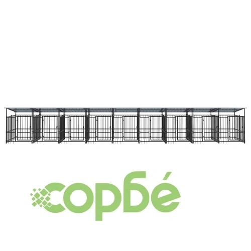 Дворна клетка за кучета с покрив, стомана, 16,89 м² ➤ топ цена ➤ sorbe.bg