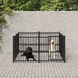 Дворна клетка за кучета, стомана, 3,75 кв.м.