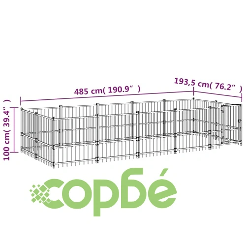 Дворна клетка за кучета, стомана, 9,38 м² ➤ топ цена ➤ sorbe.bg