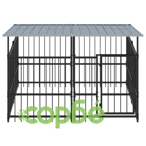 Дворна клетка за кучета с покрив, стомана, 3,75 м² ➤ топ цена ➤ sorbe.bg