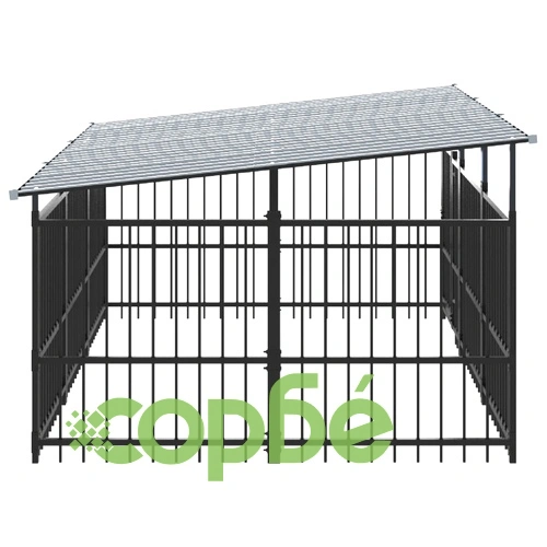 Дворна клетка за кучета с покрив, стомана, 5,63 м² ➤ топ цена ➤ sorbe.bg