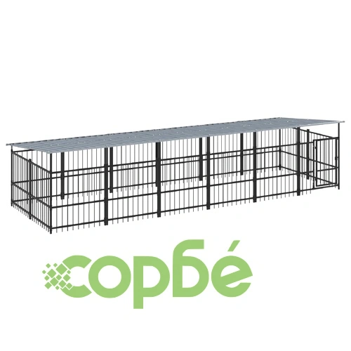 Дворна клетка за кучета с покрив, стомана, 11,26 м² ➤ топ цена ➤ sorbe.bg