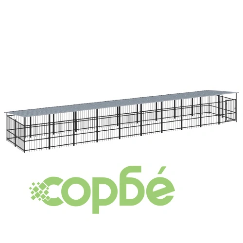 Дворна клетка за кучета с покрив, стомана, 18,77 м² ➤ топ цена ➤ sorbe.bg