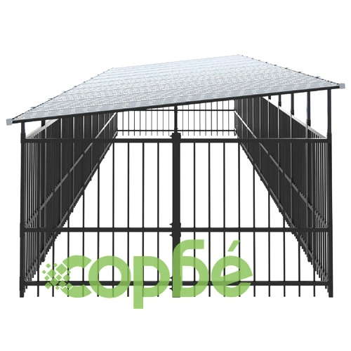 Дворна клетка за кучета с покрив, стомана, 18,77 м² ➤ топ цена ➤ sorbe.bg