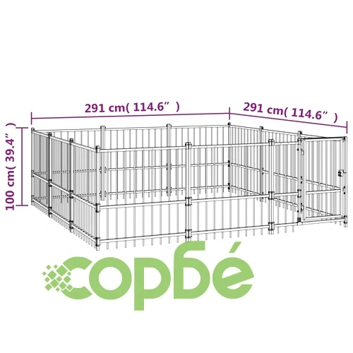 Дворна клетка за кучета, стомана, 8,47 м² ➤ топ цена ➤ sorbe.bg