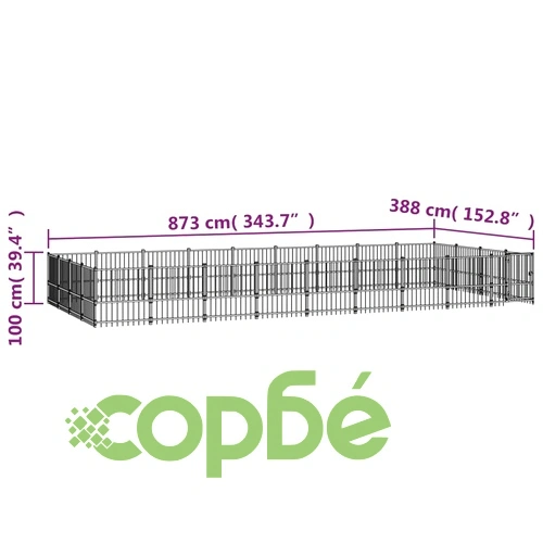 Дворна клетка за кучета, стомана, 33,87 м² ➤ топ цена ➤ sorbe.bg