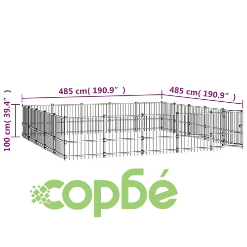 Дворна клетка за кучета, стомана, 23,52 м² ➤ топ цена ➤ sorbe.bg