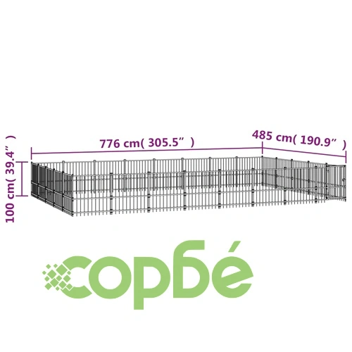 Дворна клетка за кучета, стомана, 37,64 м² ➤ топ цена ➤ sorbe.bg