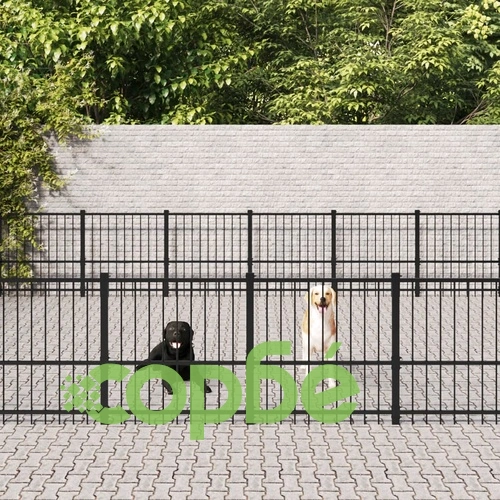 Дворна клетка за кучета, стомана, 56,45 м² ➤ топ цена ➤ sorbe.bg