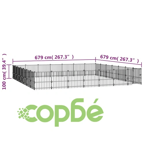 Дворна клетка за кучета, стомана, 46,1 м² ➤ топ цена ➤ sorbe.bg