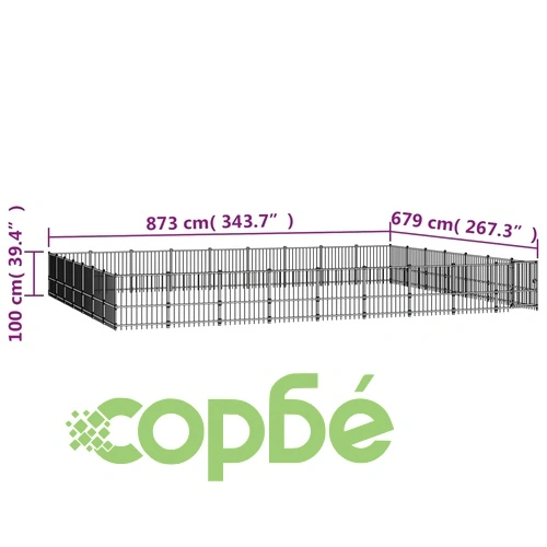 Дворна клетка за кучета, стомана, 59,28 м² ➤ топ цена ➤ sorbe.bg