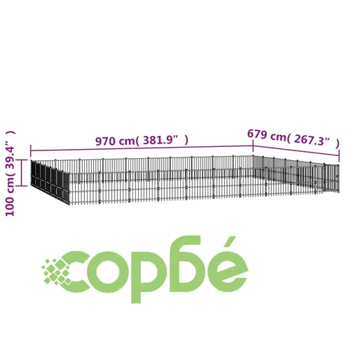 Дворна клетка за кучета, стомана, 65,86 м² ➤ топ цена ➤ sorbe.bg