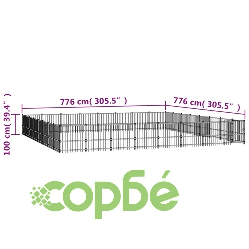 Дворна клетка за кучета, стомана, 60,22 м² ➤ топ цена ➤ sorbe.bg
