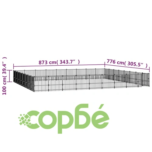 Дворна клетка за кучета, стомана, 67,74 м² ➤ топ цена ➤ sorbe.bg