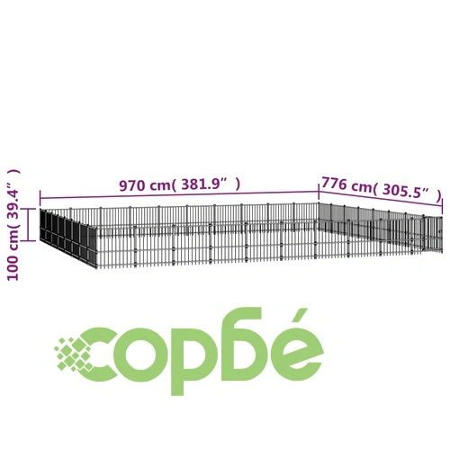 Дворна клетка за кучета, стомана, 75,27 м² ➤ топ цена ➤ sorbe.bg