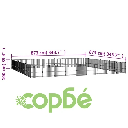 Дворна клетка за кучета, стомана, 76,21 м² ➤ топ цена ➤ sorbe.bg