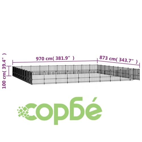 Дворна клетка за кучета, стомана, 84,68 м² ➤ топ цена ➤ sorbe.bg