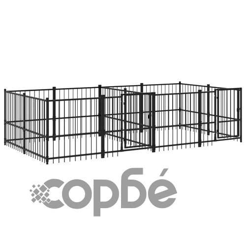 Дворна клетка за кучета, стомана, 7,51 м² ➤ топ цена ➤ sorbe.bg
