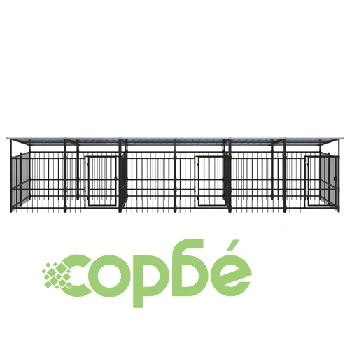 Дворна клетка за кучета с покрив, стомана, 11,26 м² ➤ топ цена ➤ sorbe.bg