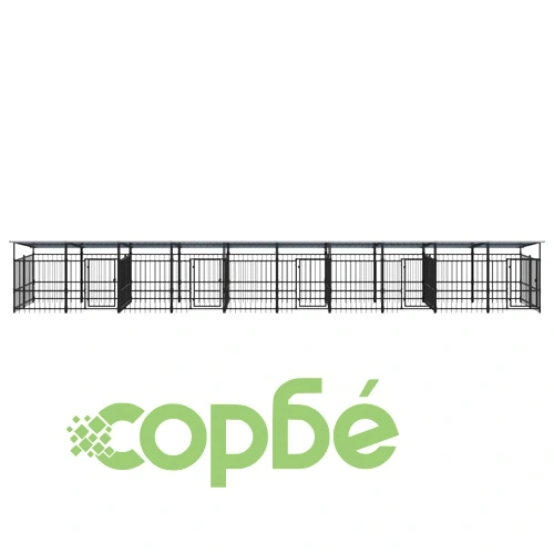 Дворна клетка за кучета с покрив, стомана, 18,77 м² ➤ топ цена ➤ sorbe.bg