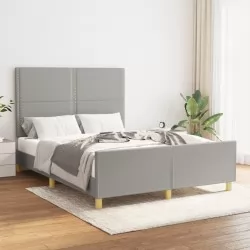 Рамка за легло с табла, светлосива, 140x200 см, плат