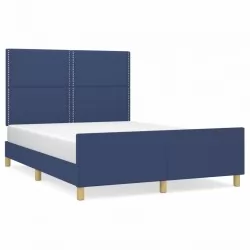 Рамка за легло с табла, синя, 140x200 см, плат