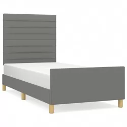 Рамка за легло с табла, тъмносива,80x200 см плат