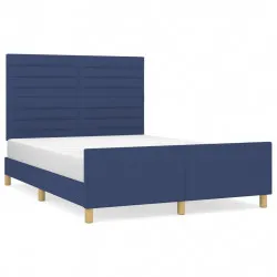 Рамка за легло с табла, синя, 140x190 см плат