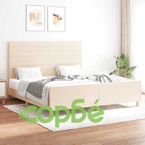 Рамка за легло без матрак, кремава, 160x200 см, плат ➤ топ цена ➤ sorbe.bg
