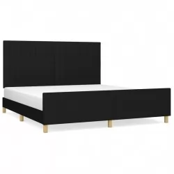 Рамка за легло с табла, черна, 160x200 см, плат