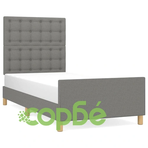 Рамка за легло с табла, тъмносива,90x190 см плат ➤ топ цена ➤ sorbe.bg