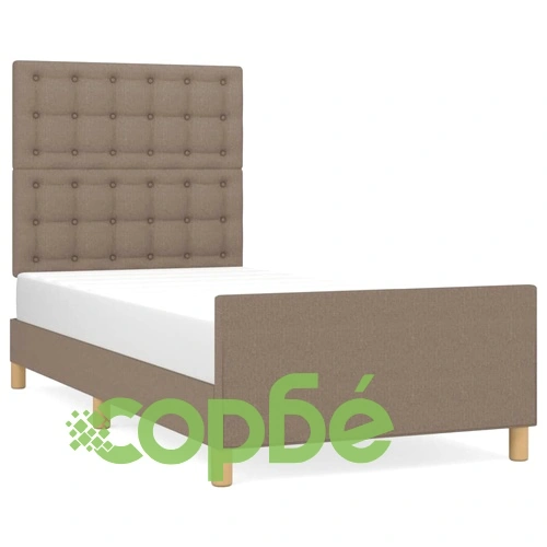 Рамка за легло с табла, таупе, 90x190 см, плат ➤ топ цена ➤ sorbe.bg