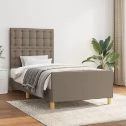 Рамка за легло с табла, таупе, 90x200 см, плат