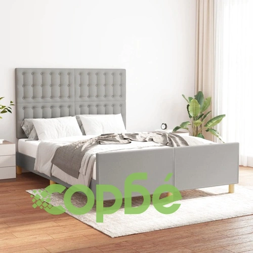 Рамка за легло без матрак, светлосив, 140x190 см, плат ➤ топ цена ➤ sorbe.bg