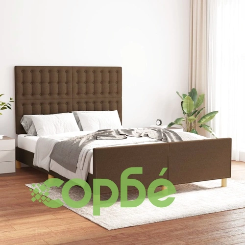 Рамка за легло без матрак, тъмнокафява, 140x190 см, плат ➤ топ цена ➤ sorbe.bg