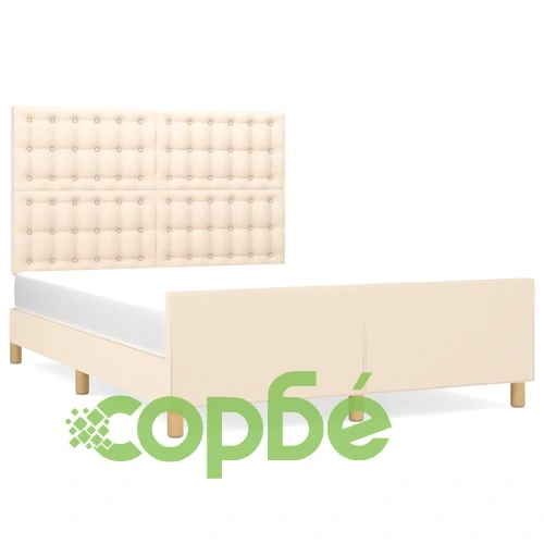 Рамка за легло без матрак, кремава, 140x190 см, плат ➤ топ цена ➤ sorbe.bg